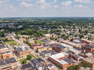 Aerial shot of Tiffin Northern Ohio